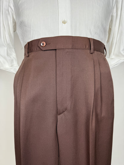 Pantaloni anni ‘80 twill pettinato marrone cacao (NOS) - tg. 48