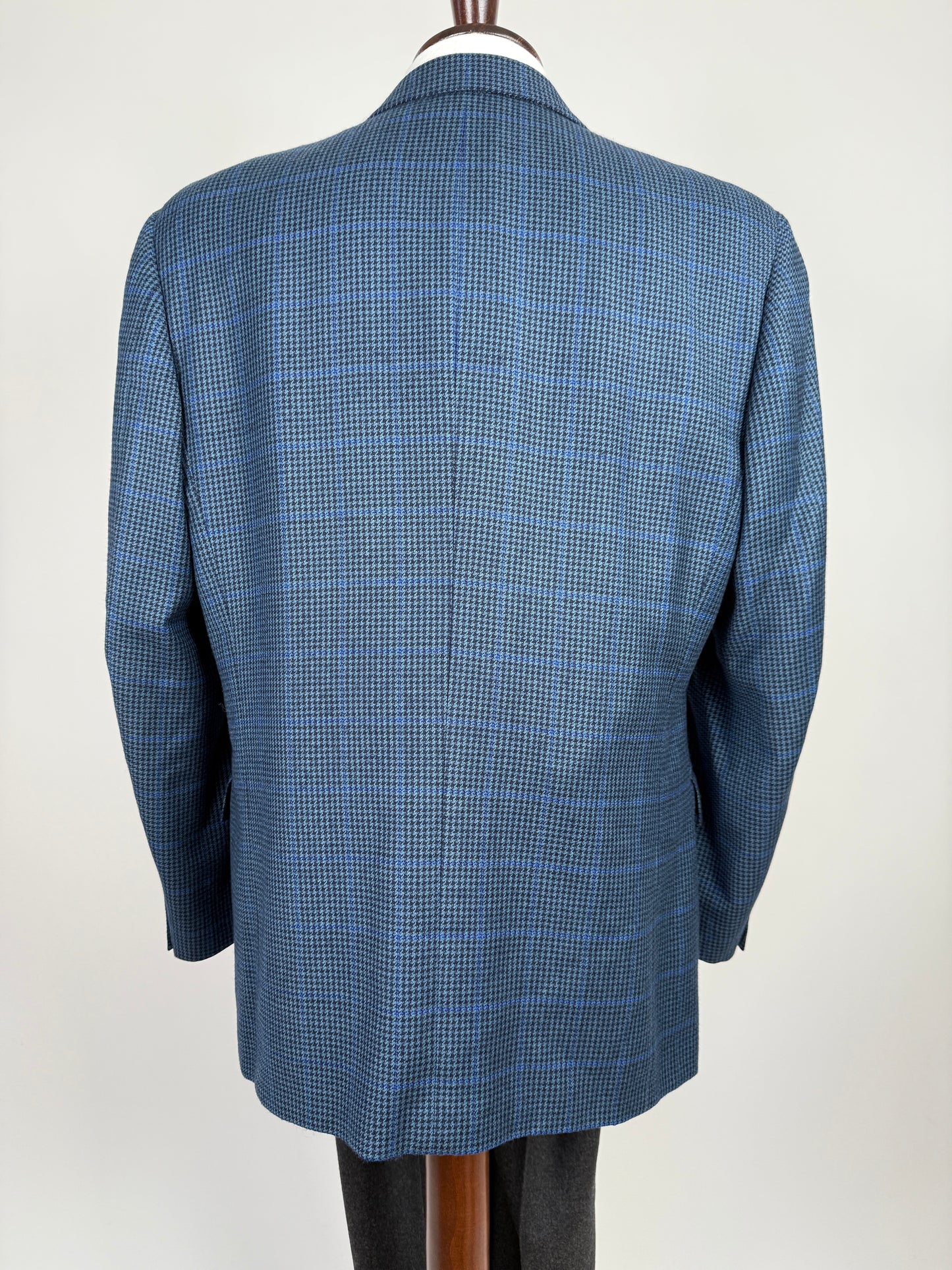 Giacca anni ‘80 pied-de-poule finestrato blu lana e cashmere - tg. 54/56