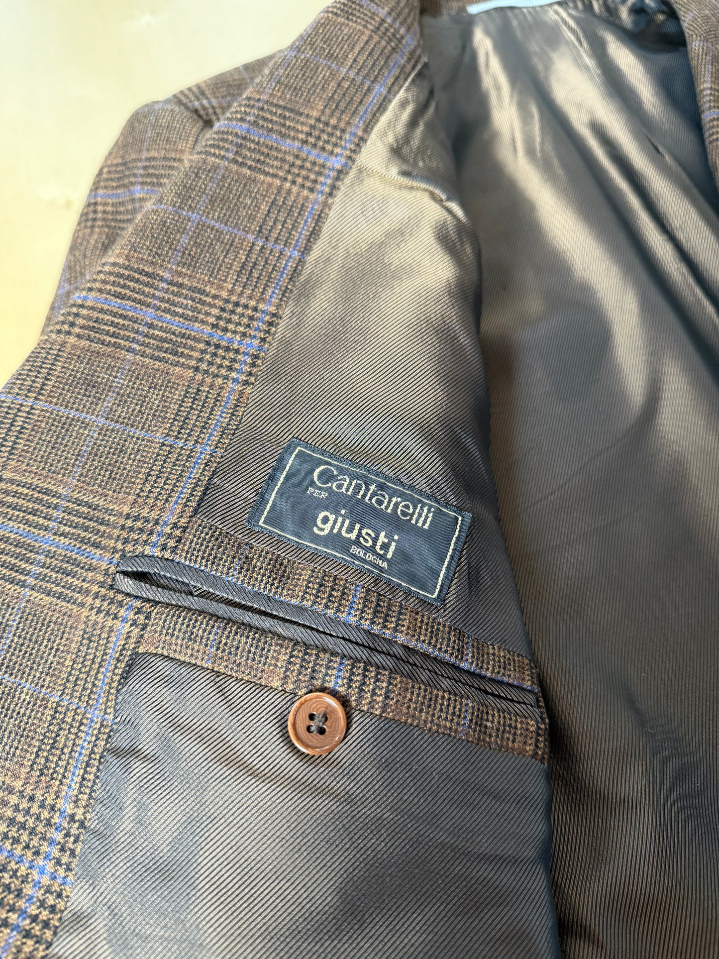 Giacca Cantarelli principe Galles marrone lana e cashmere - tg. 56 drop basso