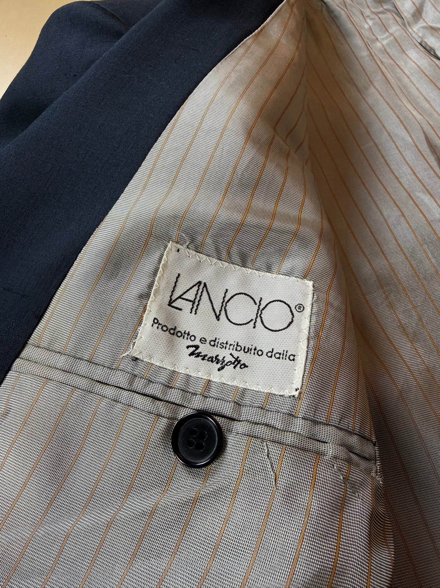 Giacca anni '80 seta shantung blu petrolio - tg. 52/54