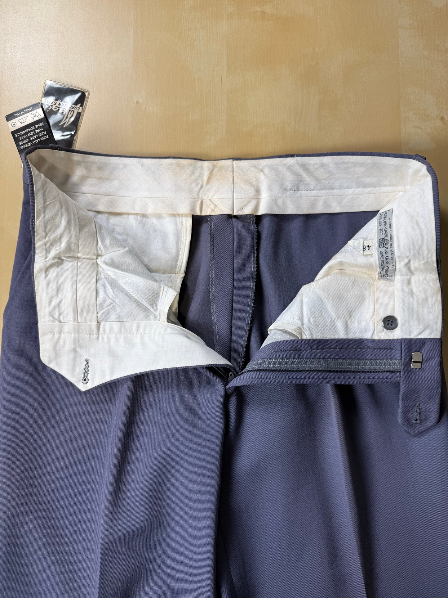 Pantaloni anni ‘70 twill di lana carta da zucchero (NOS) - tg. 46