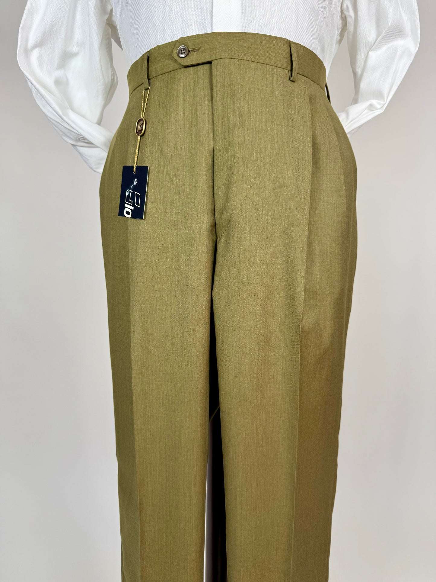 Pantaloni fresco lana verde oliva anni '80 (NOS) - tg. 54/56