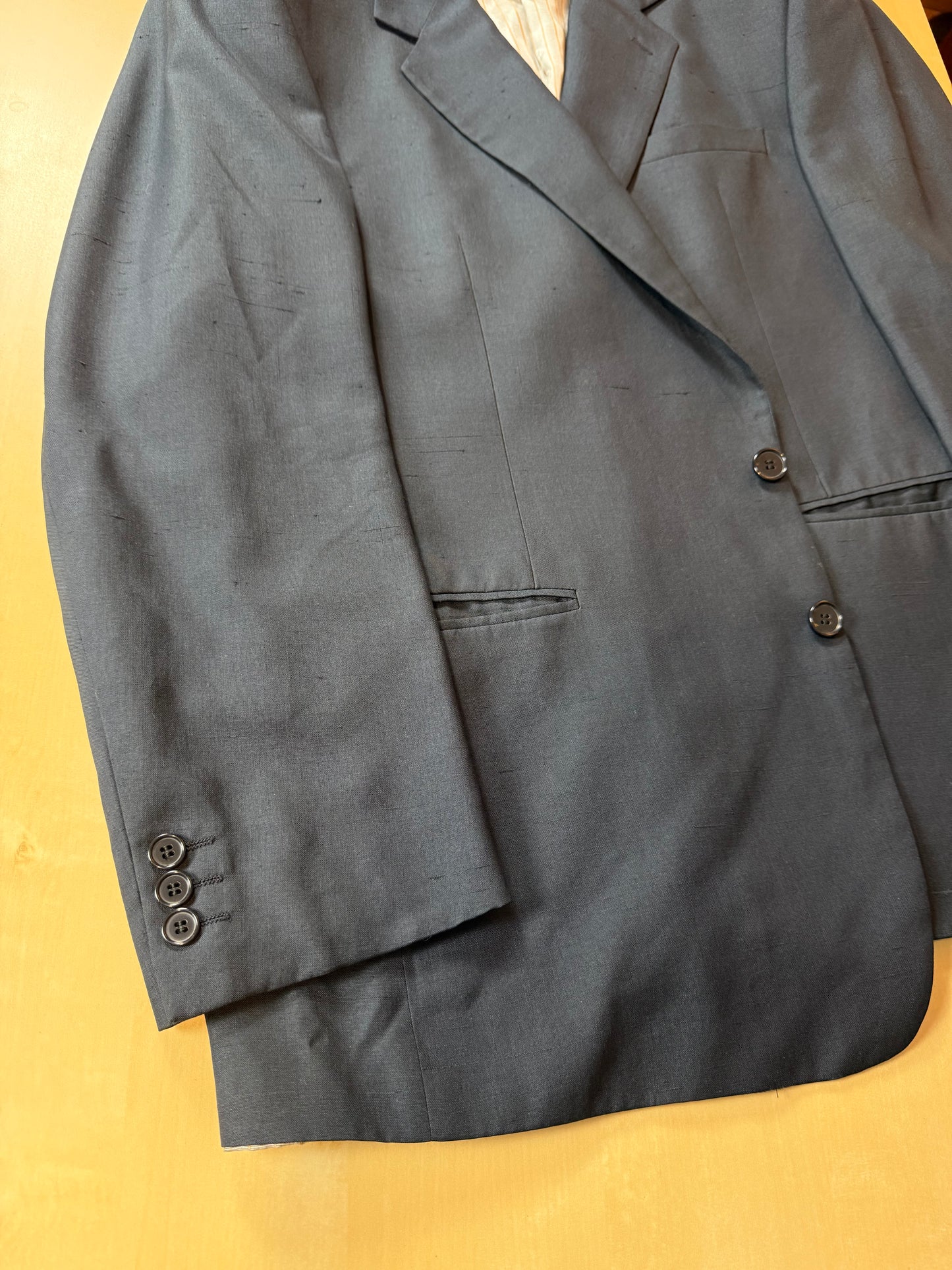 Giacca anni '80 seta shantung blu petrolio - tg. 52/54