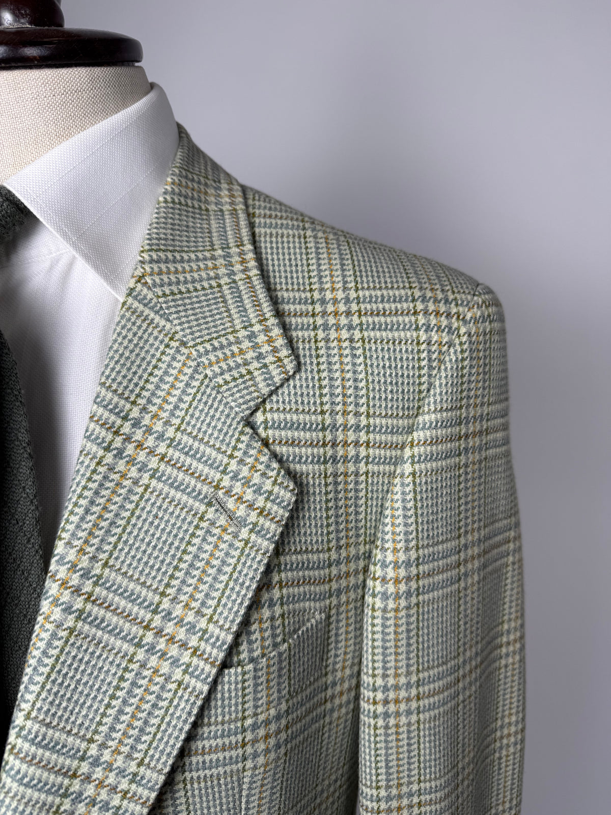 Giacca anni '80 principe Galles verde salvia lana e cashmere - tg. 48