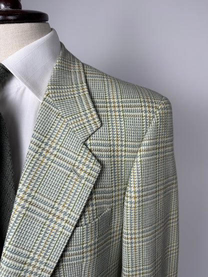Giacca anni '80 principe Galles verde salvia lana e cashmere - tg. 48