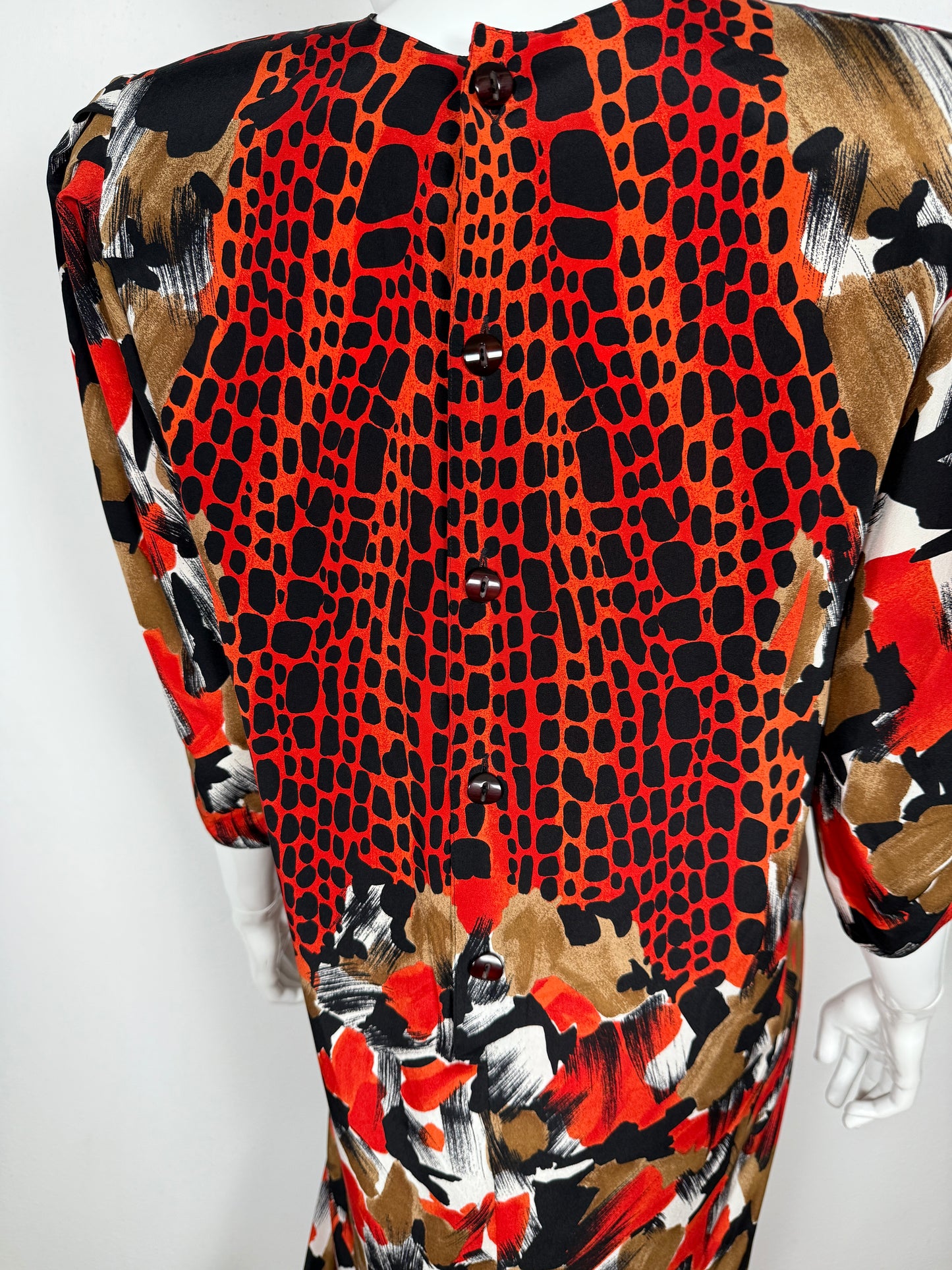 Abito anni ‘80 in pura seta animalier/astratto - tg. 42/44