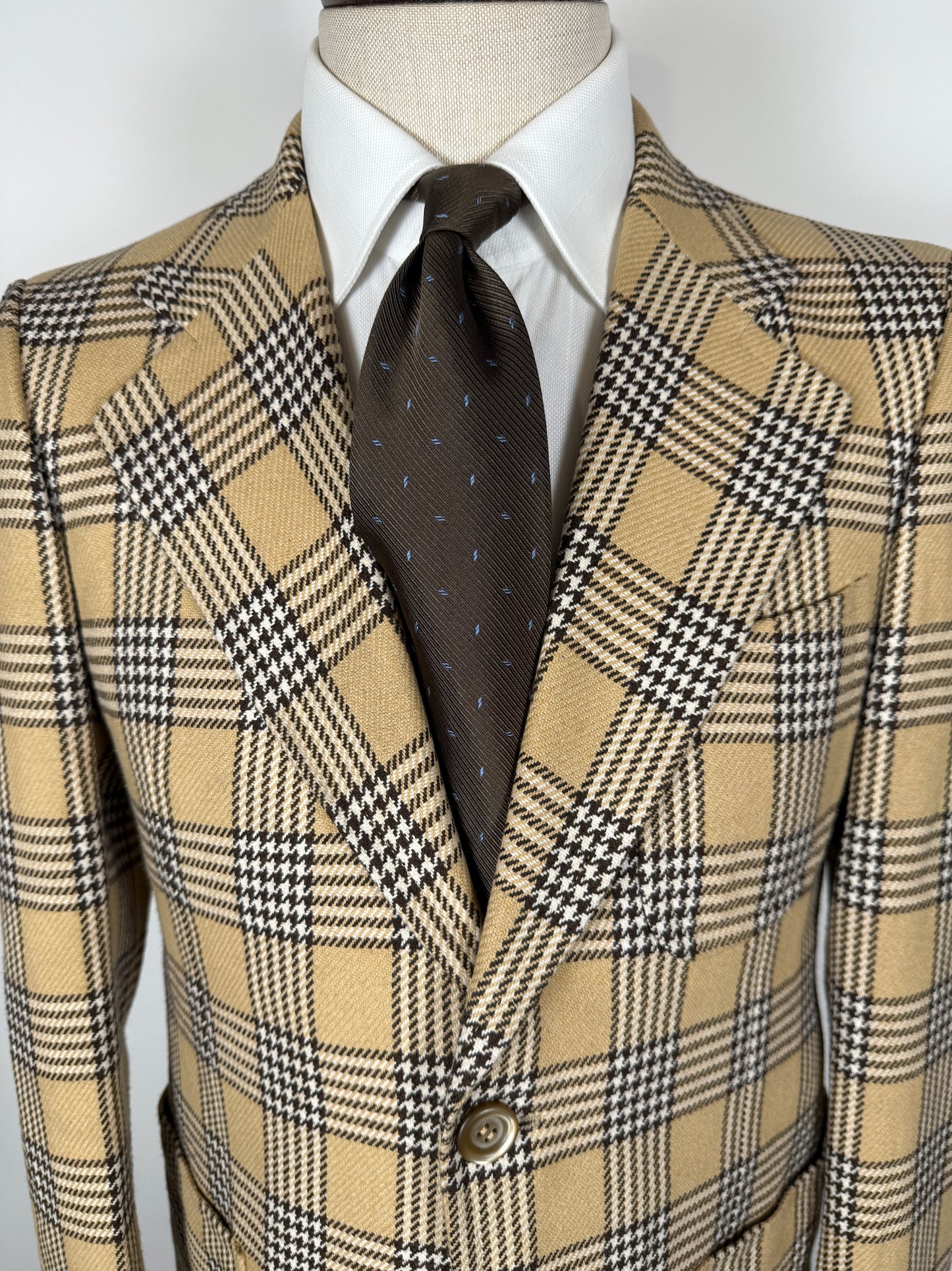 Giacca anni ‘70 beige a quadri - tg. 44/46