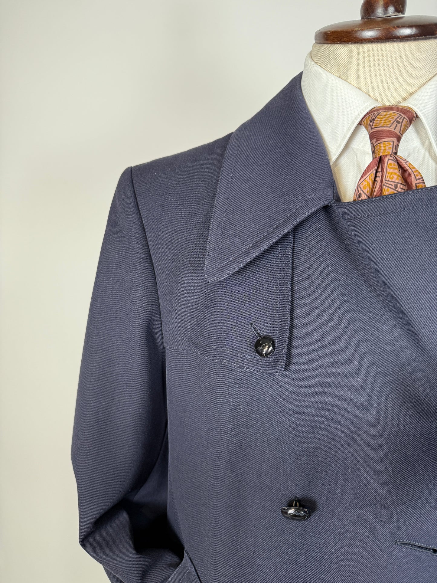 Cappotto/trench anni ‘70 in twill di lana - tg. 48-50