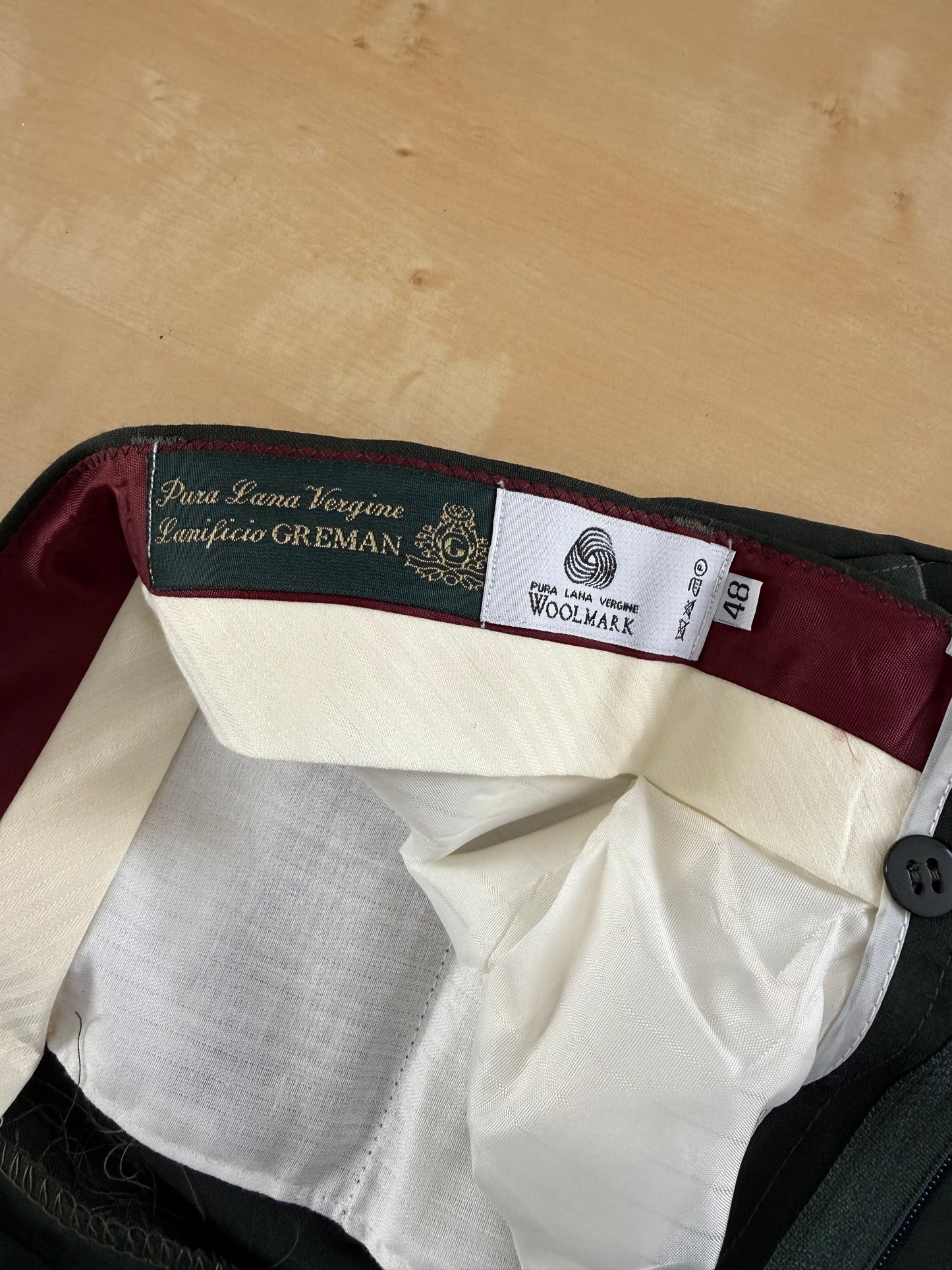Pantaloni fresco lana verde pino anni '80 (NOS) - tg. 46/48
