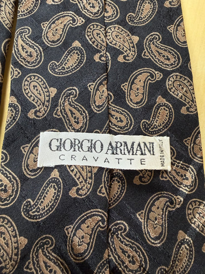 Cravatta Armani vintage paisley marrone e nero