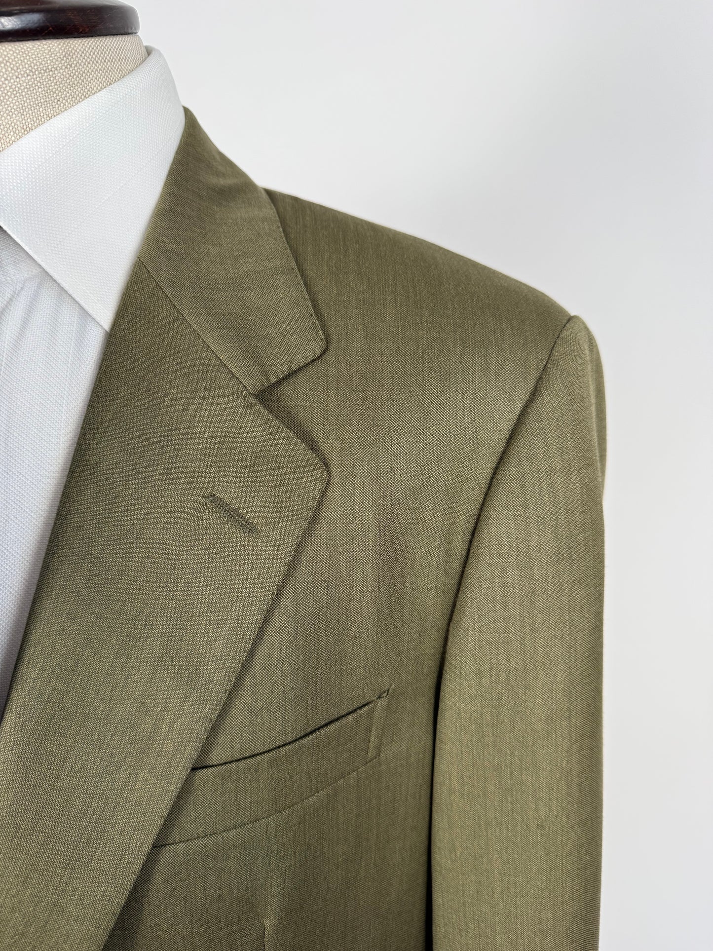 Completo anni ‘80 verde oliva lana pettinata E. Zegna - tg. 48/50