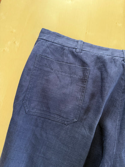 Completo sartoriale anni '70 in lino blu stile workwear - tg. 54