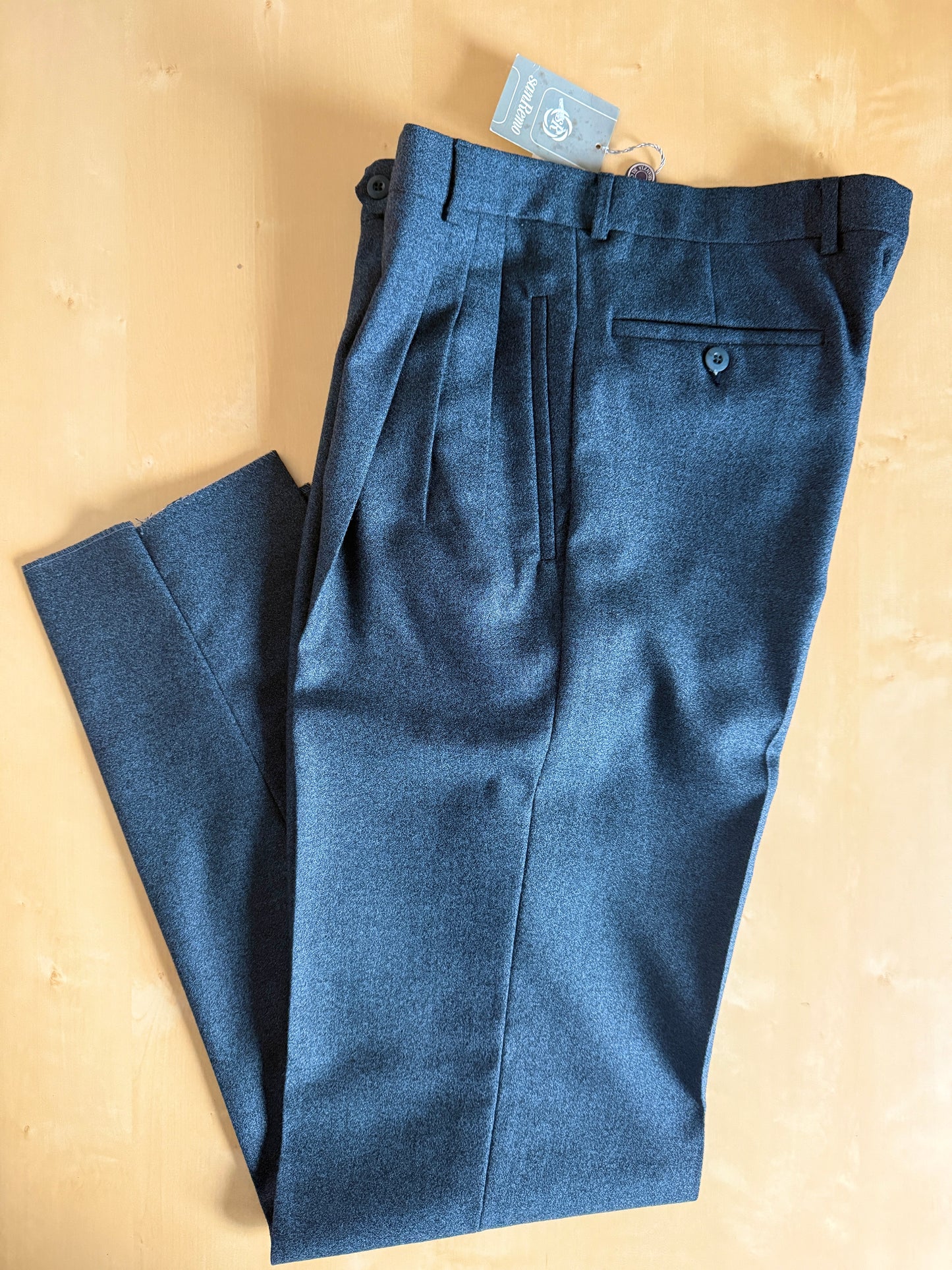 Pantaloni anni ‘80 crepella di lana verde scuro (NOS) - tg. 46