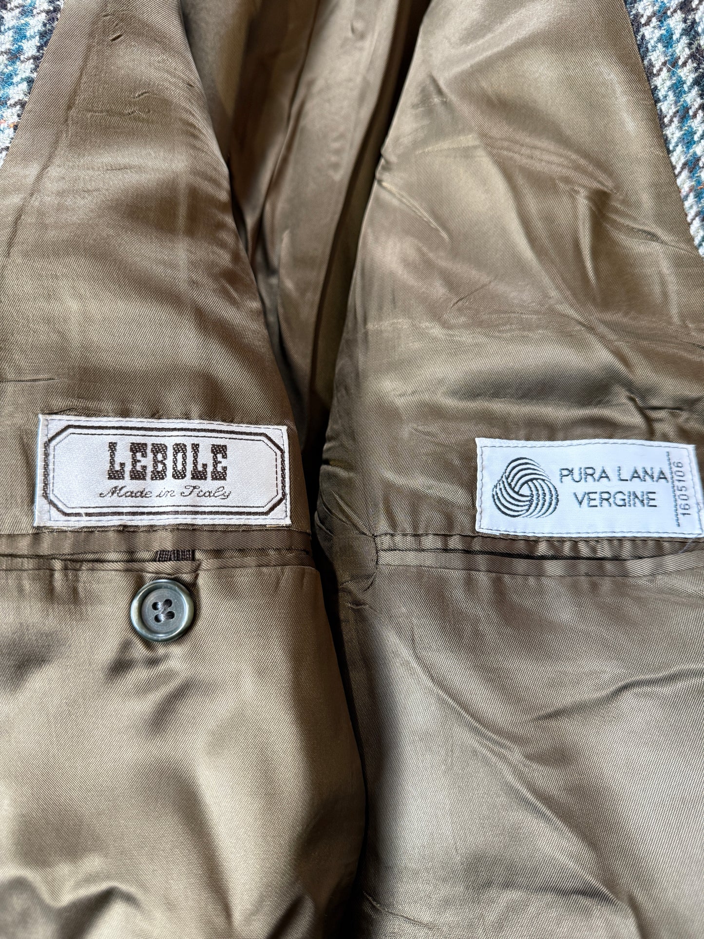 Giacca anni ‘80 pied-de-poule verde e grigio - tg. 60/62