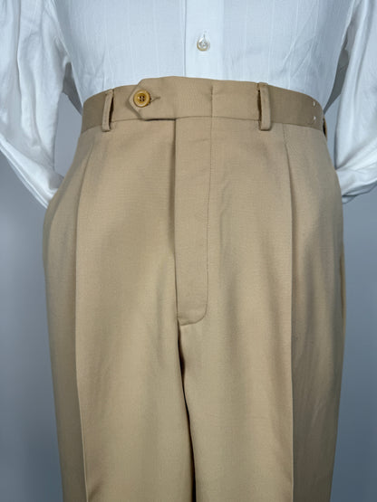 Pantaloni anni ‘70/'80 in twill di lana beige (NOS) - tg. 50