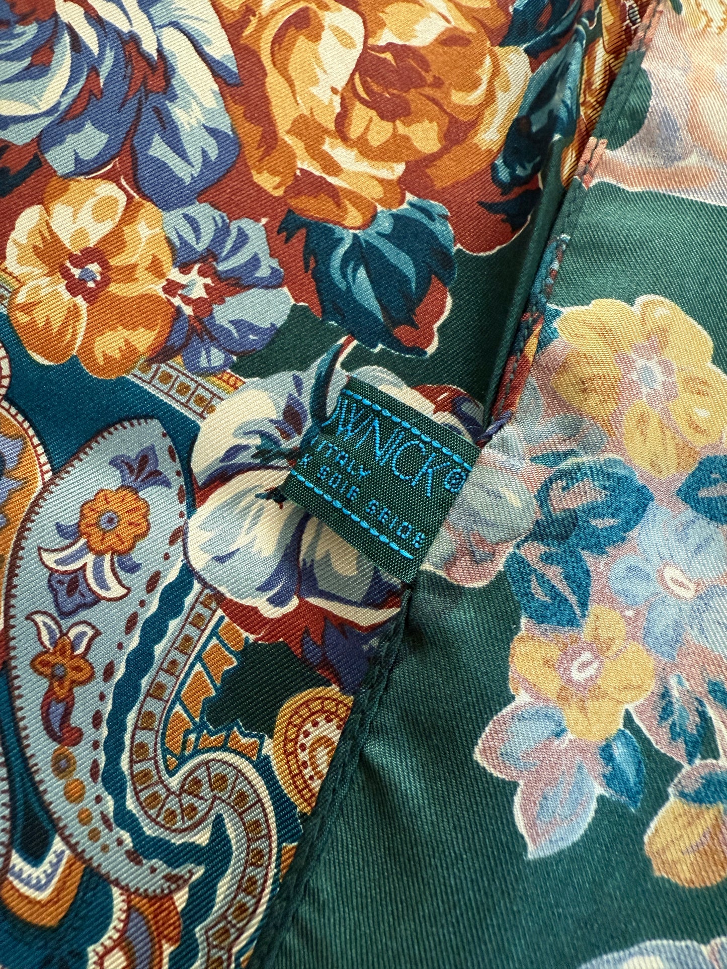 Sciarpa in seta Prochownick fantasia floreale e caccia