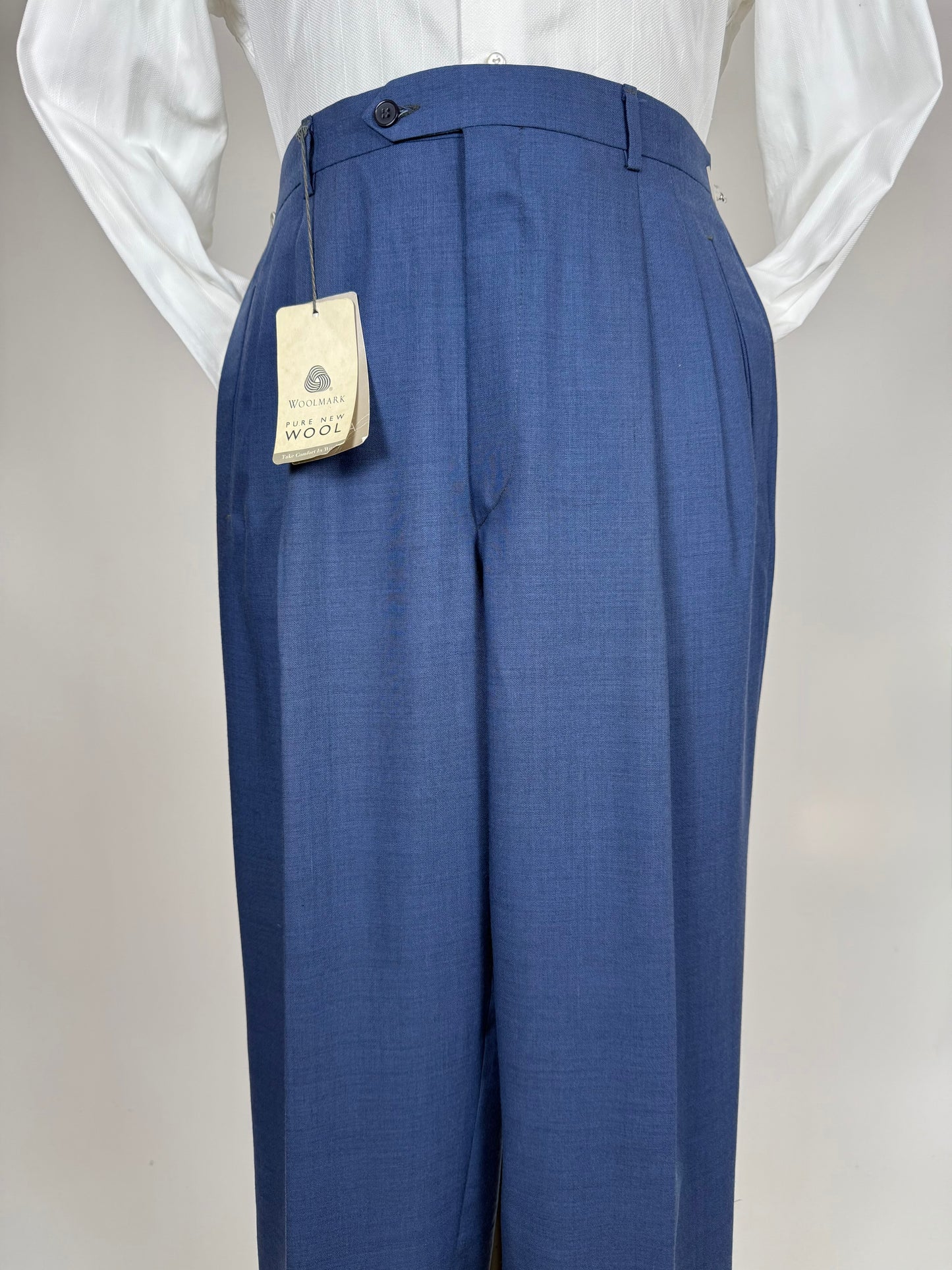 Pantaloni fresco lana blu cobalto anni '90 (NOS) - tg. 50