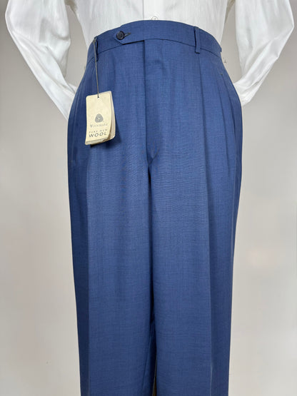 Pantaloni fresco lana blu cobalto anni '90 (NOS) - tg. 50