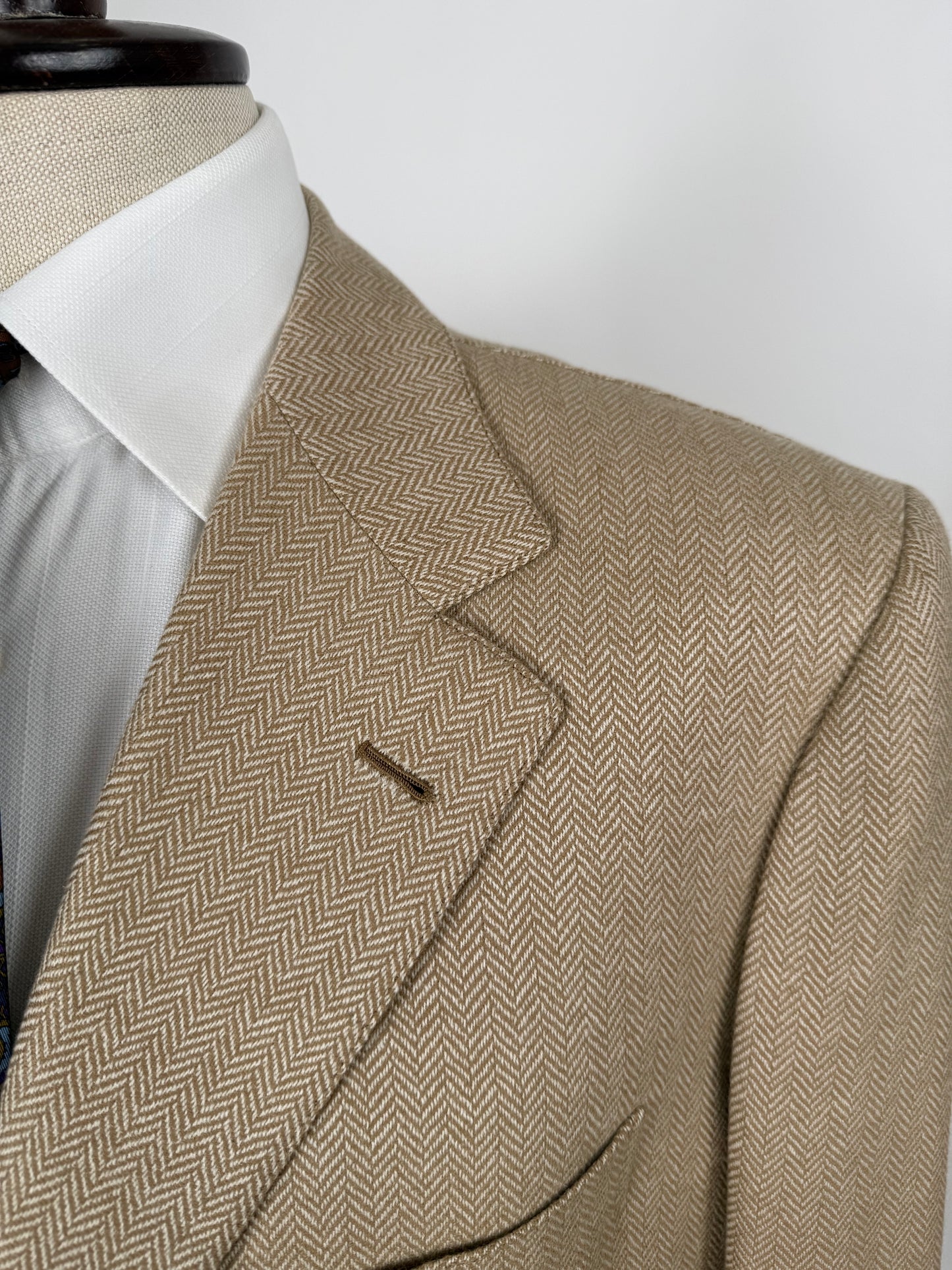 Giacca sartoriale herringbone lana e cashmere beige - tg. 54/56