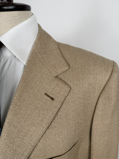 Giacca sartoriale herringbone lana e cashmere beige - tg. 54/56