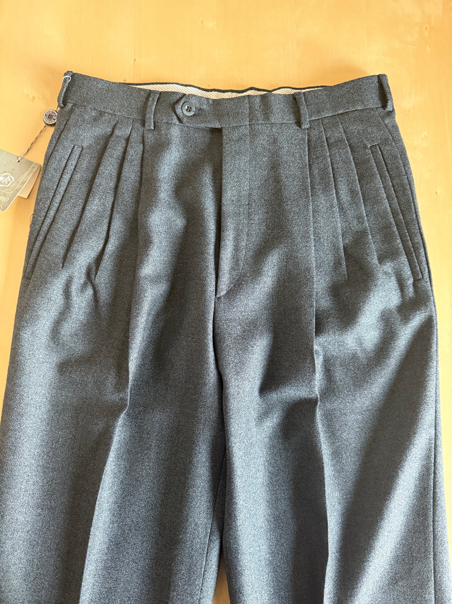 Pantaloni anni ‘80 crepella di lana verde scuro (NOS) - tg. 46