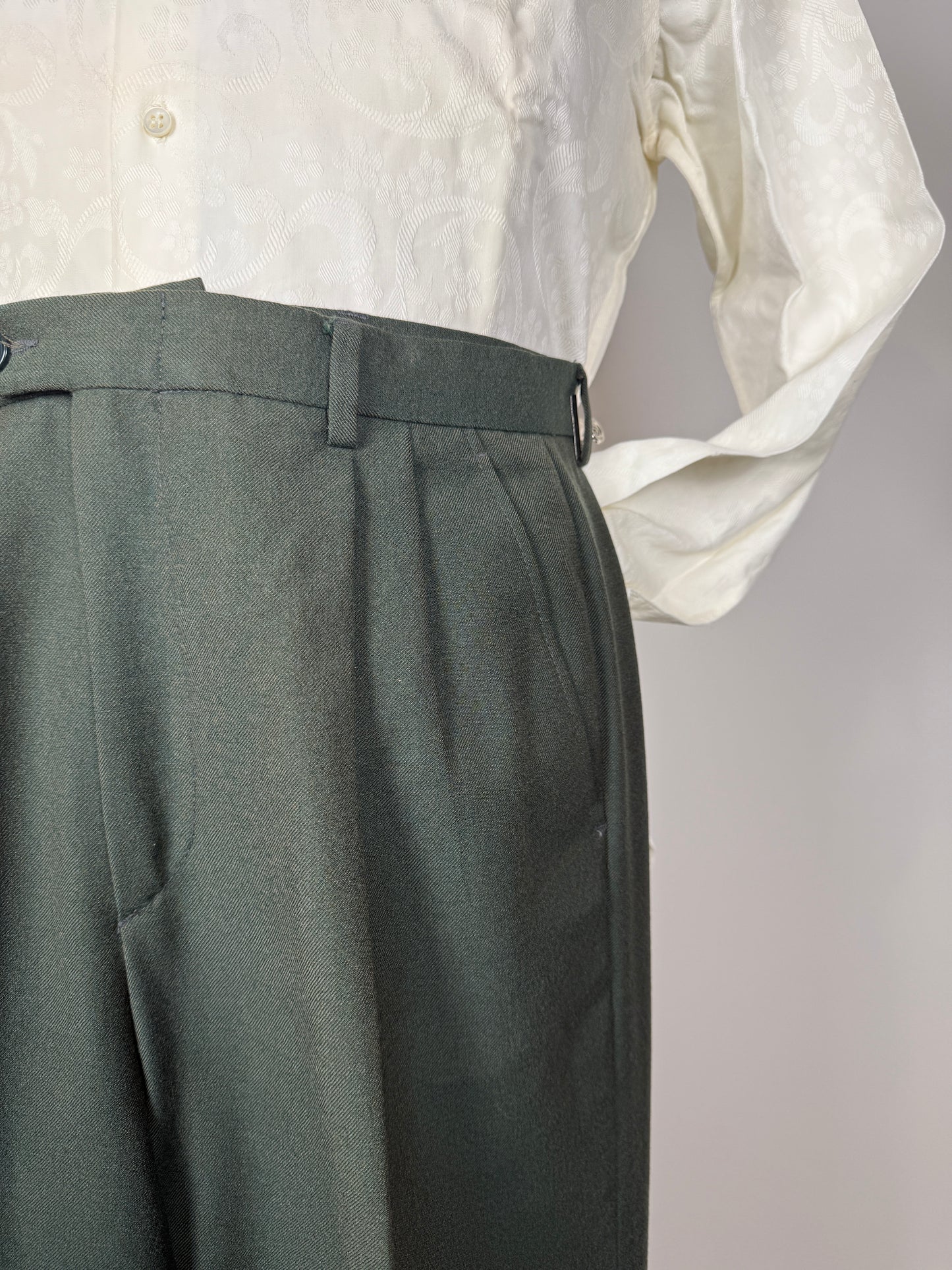 Pantaloni anni ‘80 in flanella verde - tg. 46/48