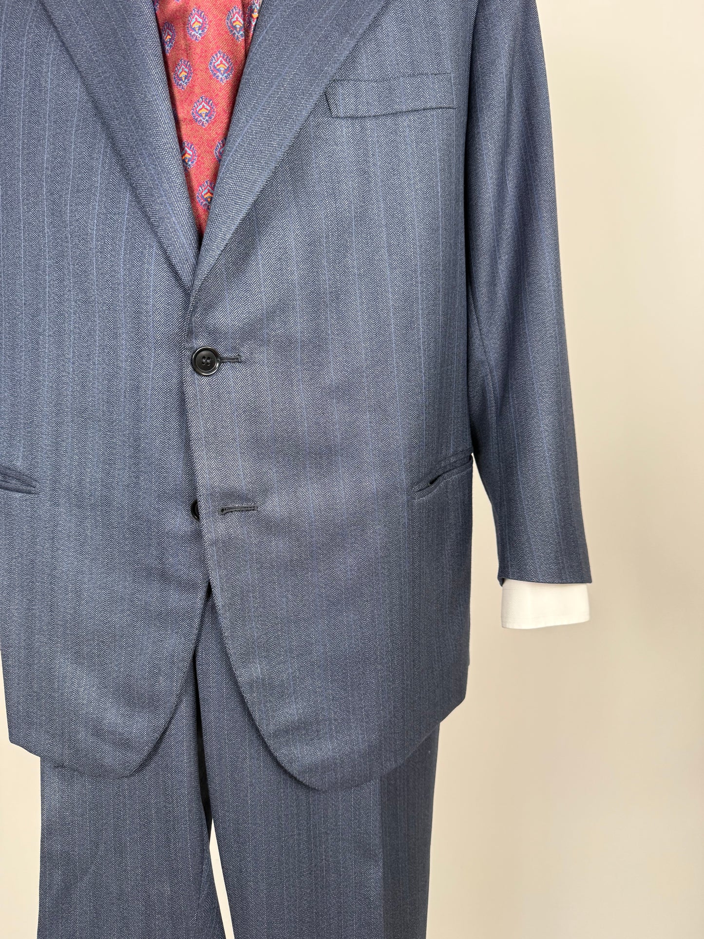Completo sartoriale tessuto E. Zegna lana pettinata blu - tg. 54/56 drop basso