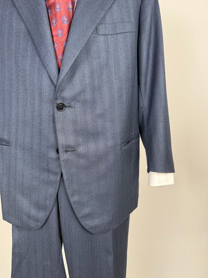 Completo sartoriale tessuto E. Zegna lana pettinata blu - tg. 54/56 drop basso