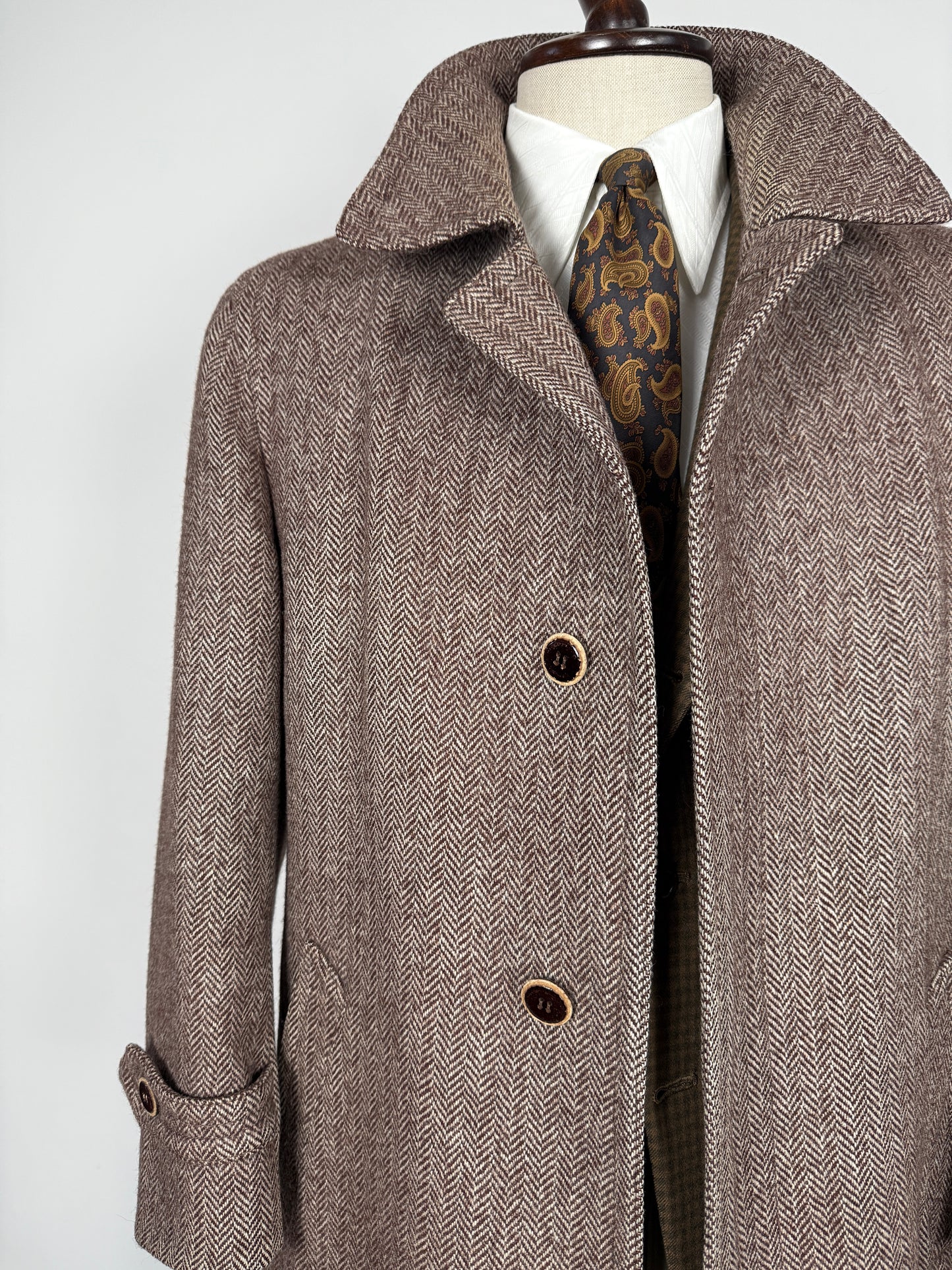Cappotto in tweed marrone spigato - tg. 50-54