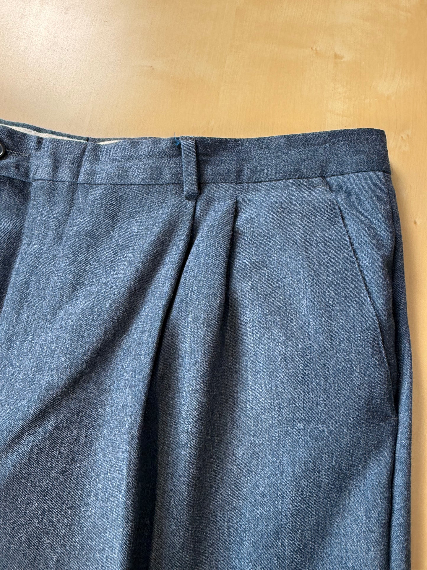 Pantaloni anni ‘80 flanella blu-azzurro mélange - tg. 56