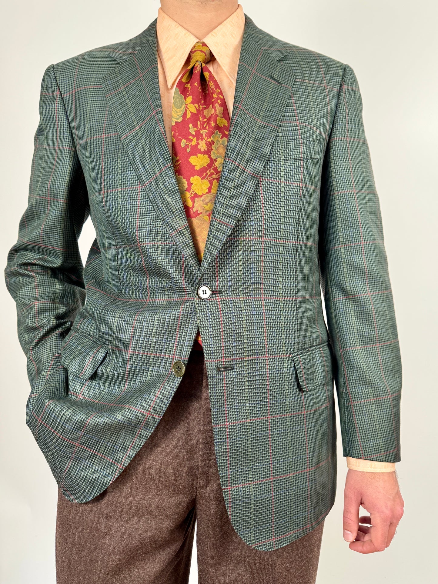 Giacca made-to-measure flanella pettinata pied-de-poule finestrato - tg. 50