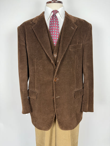 Giacca + panciotto anni '90 in velluto a coste marrone - tg. 56