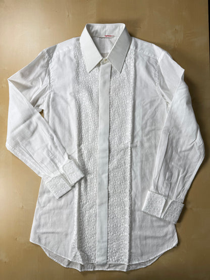 Camicia da sera anni ‘70 con ricamo - XXS, collo 38