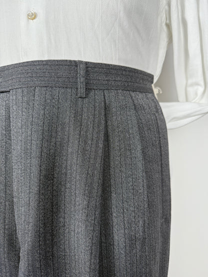 Pantaloni lana pettinata grigio gessato (NOS) - tg. 52