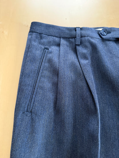Pantaloni anni ‘80 flanella pettinata blu mélange - tg. 52
