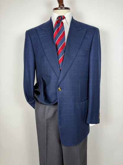 Blazer sartoriale 100% cashmere principe di Galles tessuto Loro Piana - tg. 50/52