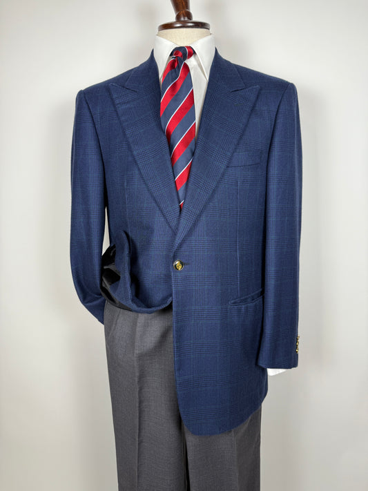 Blazer sartoriale 100% cashmere principe di Galles tessuto Loro Piana - tg. 50/52