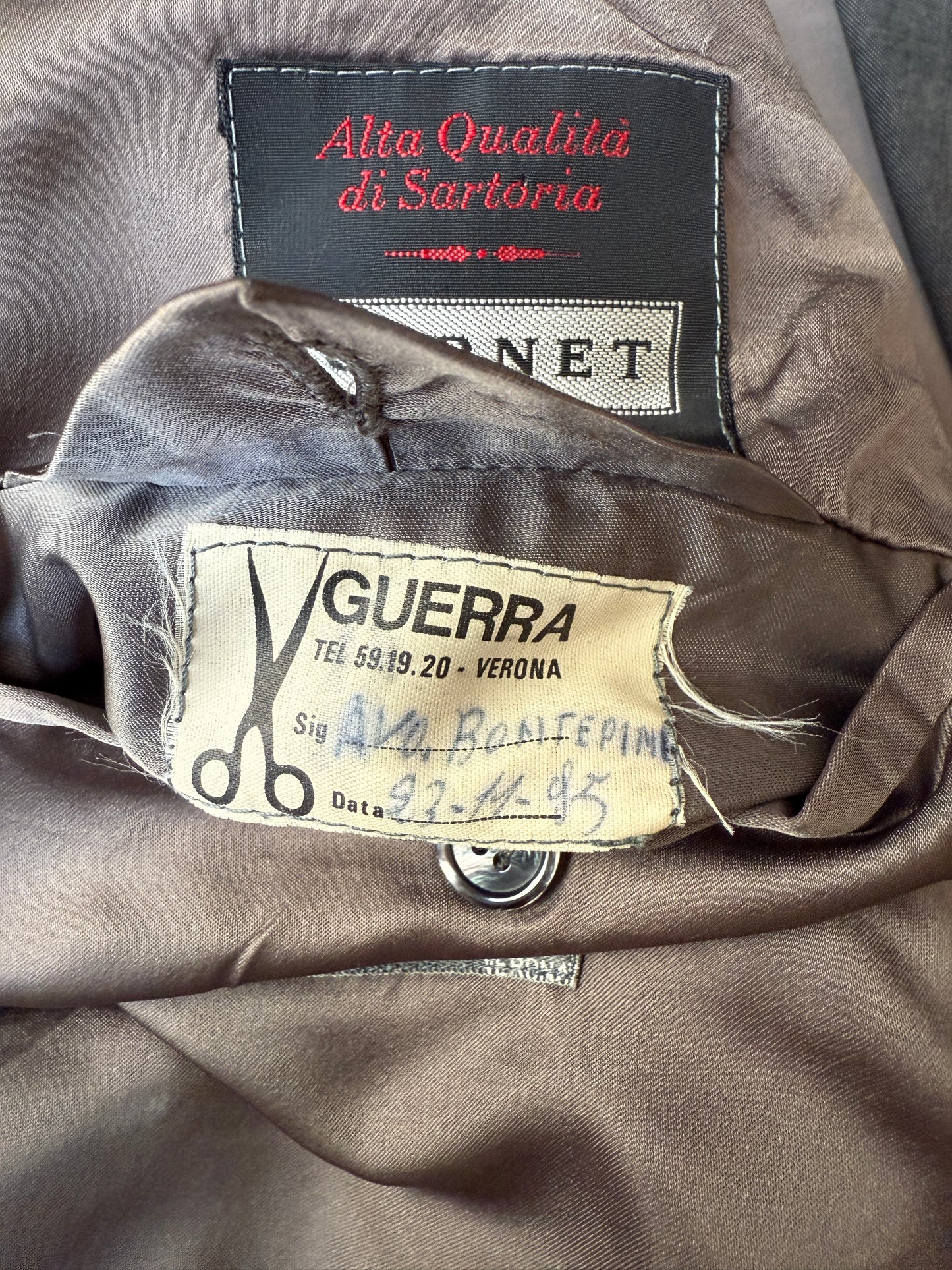 Giacca doppiopetto sartoriale anni '90 in grisaglia - tg. 56