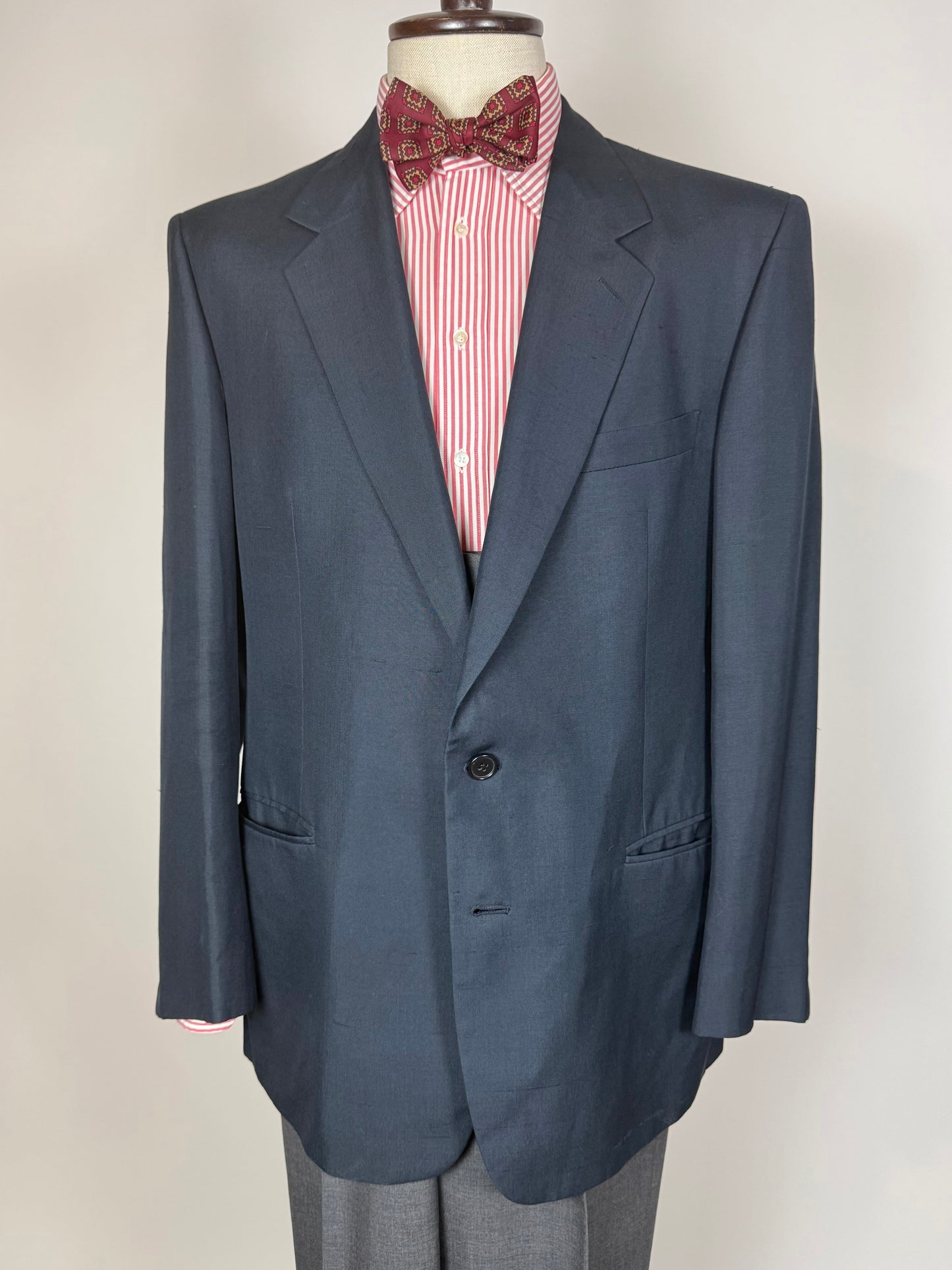 Giacca anni '80 seta shantung blu petrolio - tg. 52/54