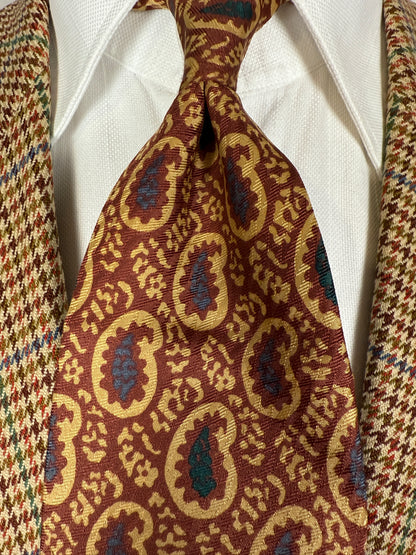 Cravatta Yves Saint Laurent paisley ruggine jacquard