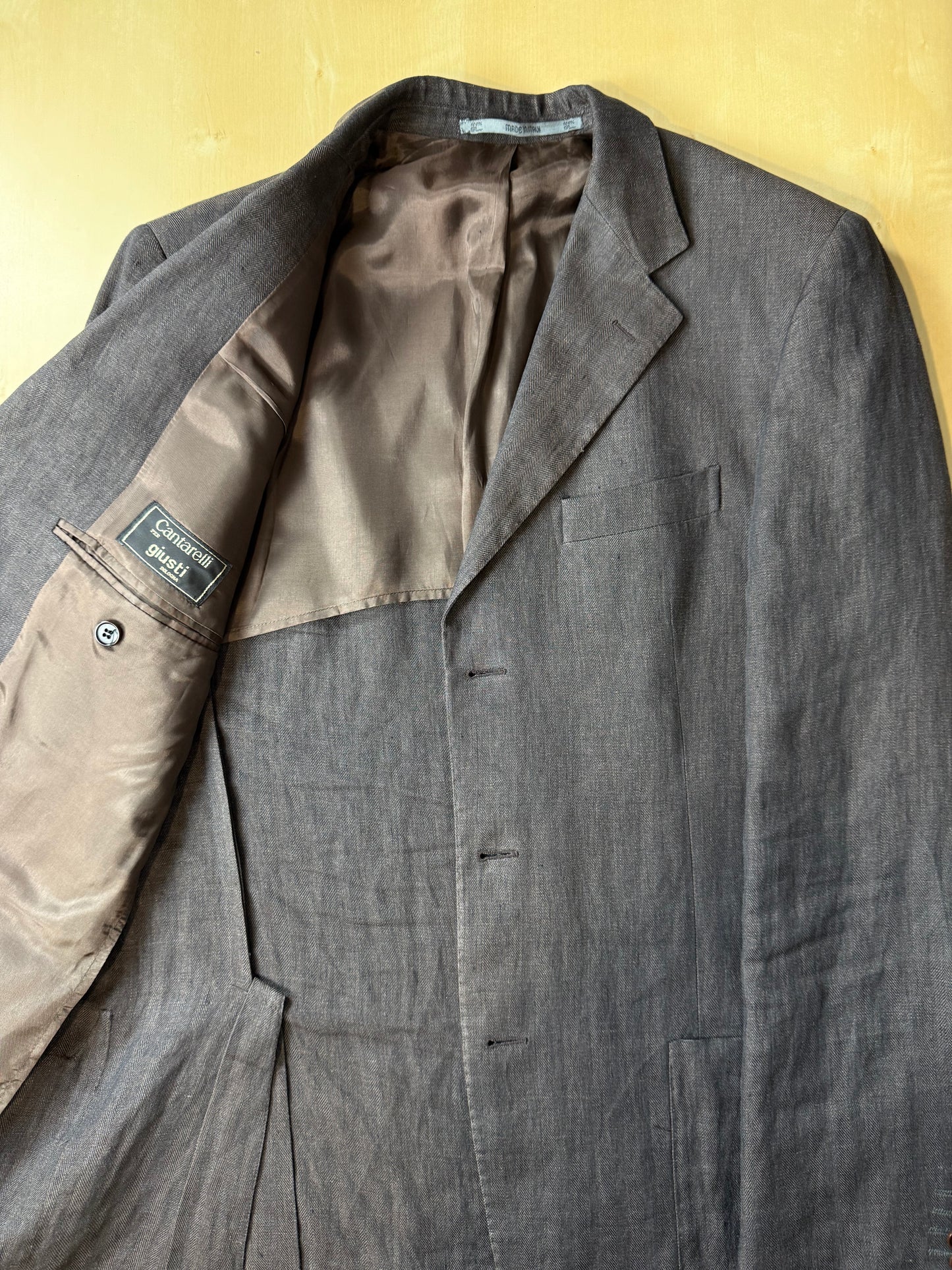 Giacca Cantarelli puro lino marrone herringbone - tg. 50