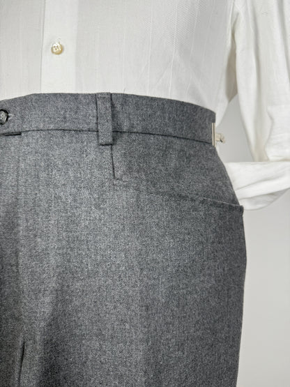 Pantaloni anni ‘90 flanella grigia con tasche alla carrettiera (NOS) - tg. 48