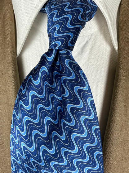 Cravatta Missoni blu fantasia onde