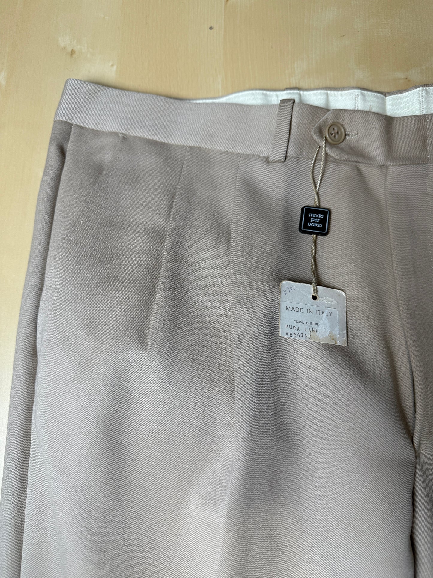 Pantaloni anni ‘80 twill pettinato beige (NOS) - tg. 52/54