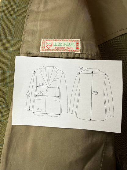 Giacca De Paz fresco lana verde glen check - tg. 52