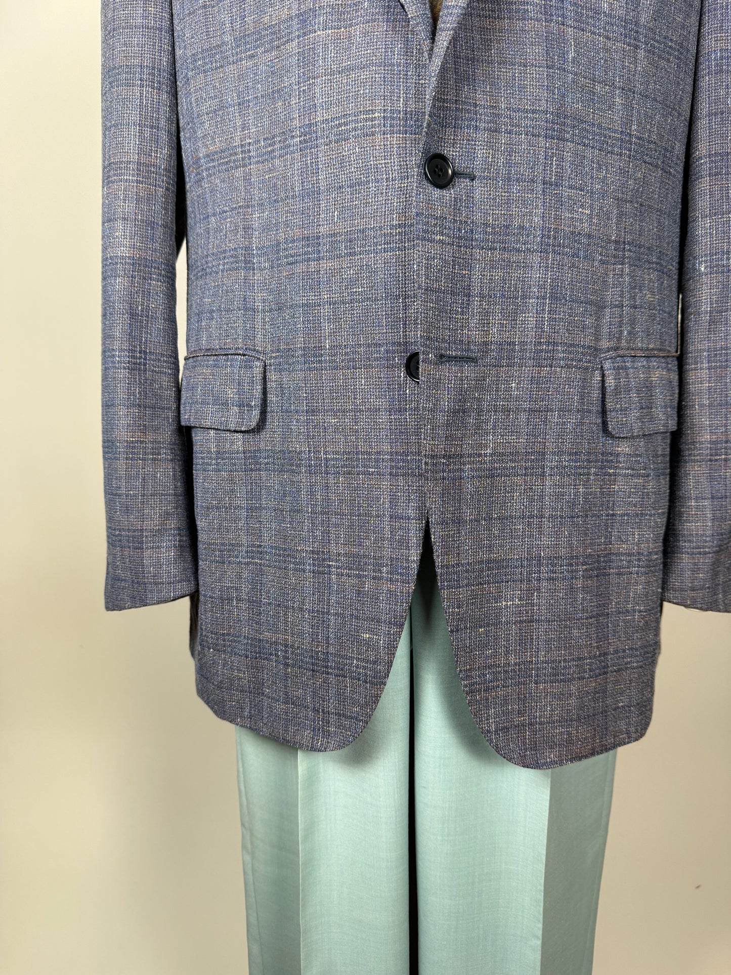 Giacca estiva in hopsack lana seta lino e cotone lilla - tg. 54