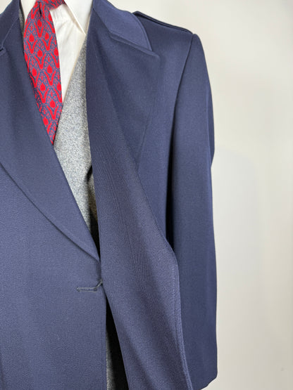 Soprabito anni ‘70 in lana pettinata blu - tg. 48-50