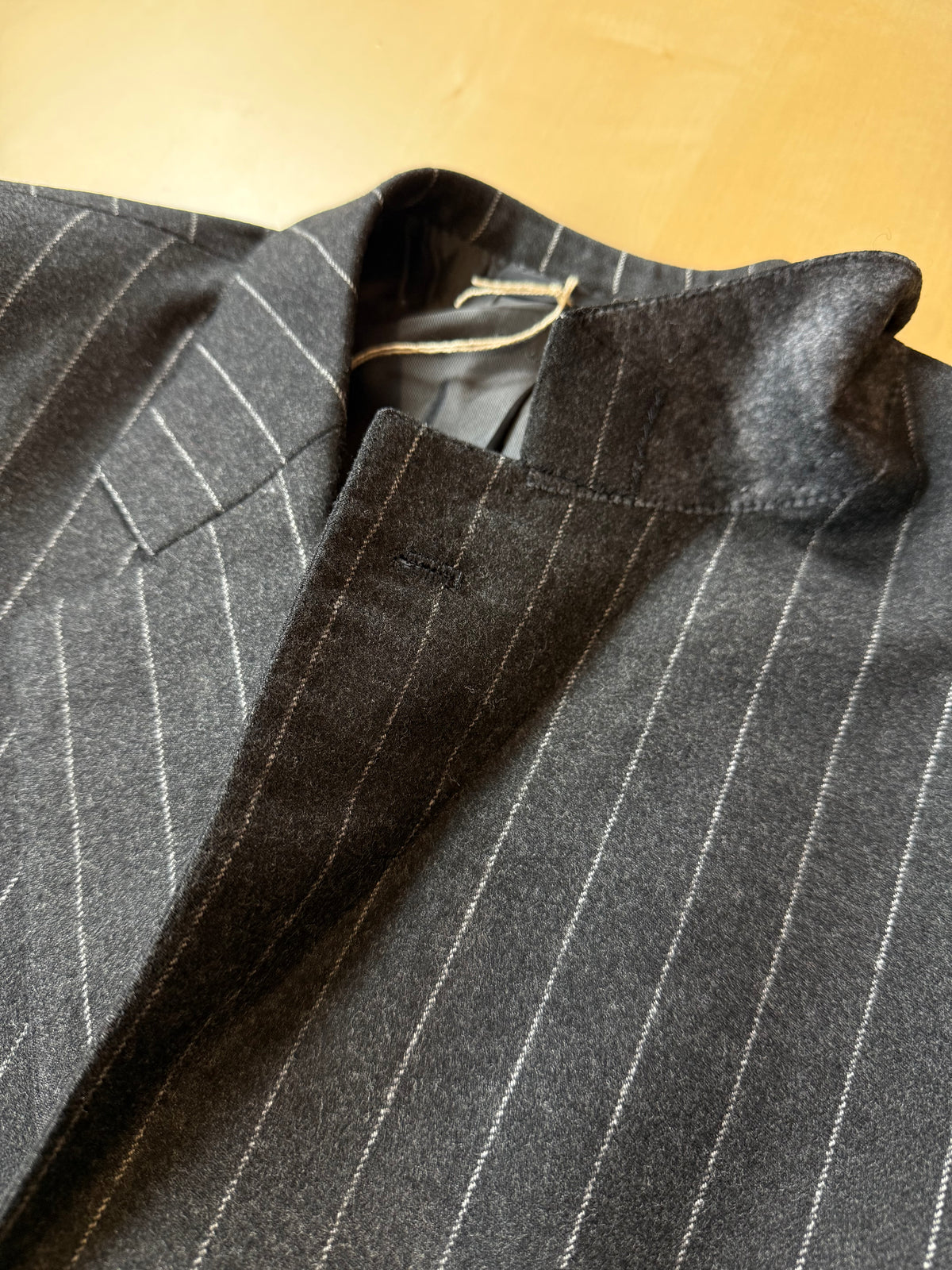 Completo gessato sartoriale in flanella lana e cashmere tessuto Loro Piana - tg. 50