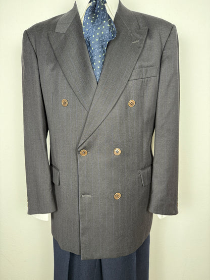 Giacca Coveri anni ‘80 doppiopetto antracite gessata - tg. 54