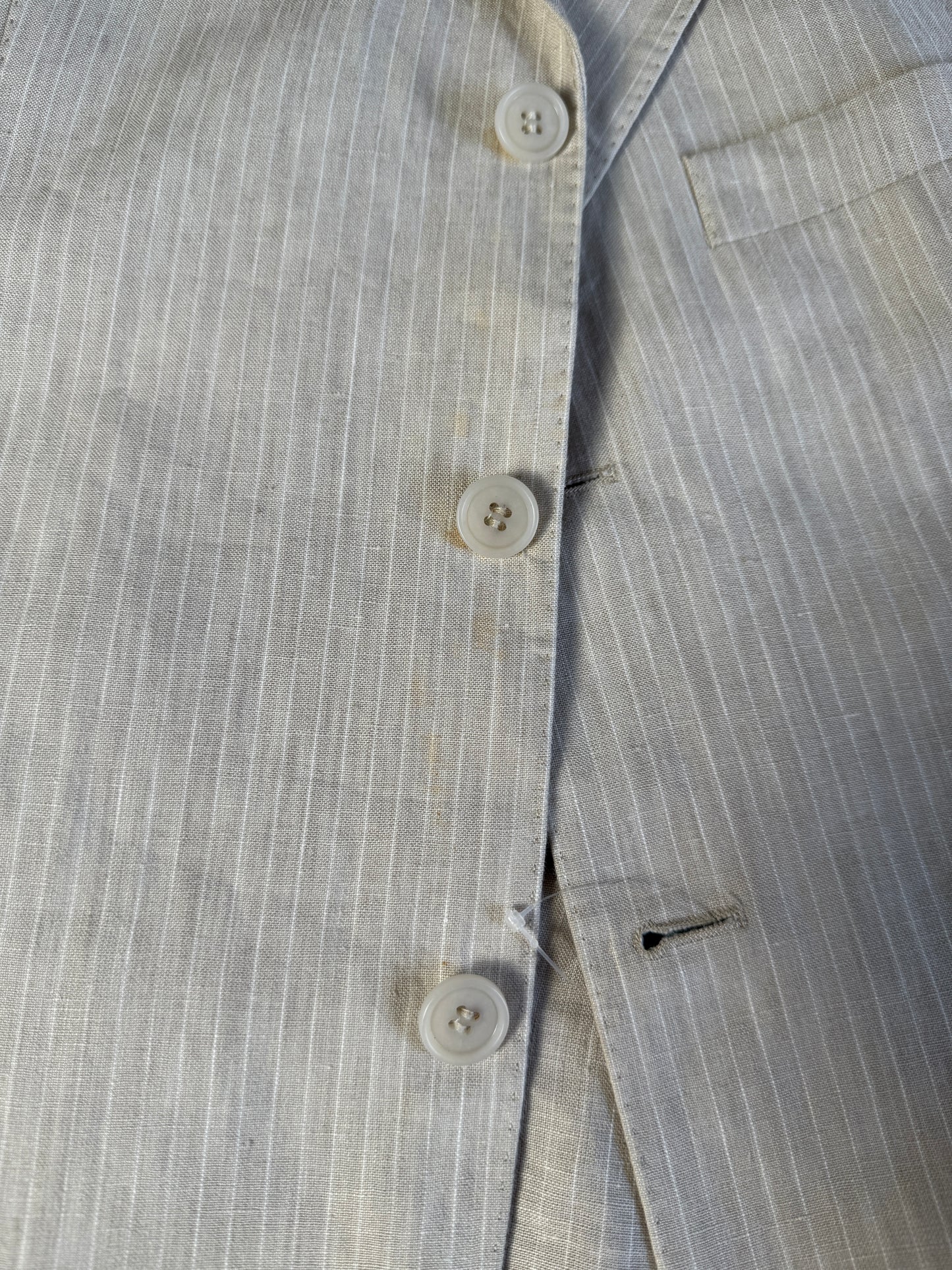 Completo in puro lino color panna gessato - tg. 52